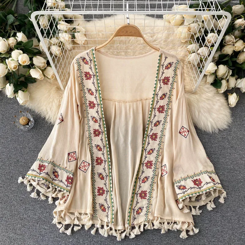 Embroidery Cardigan - Летняя женская рубашка в богемном праздничном