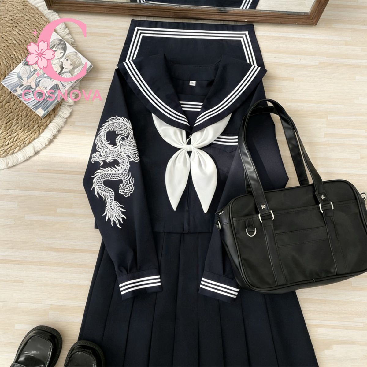 Embroidery Uniform - Японский темный готический панк-костюм моряка, школьная