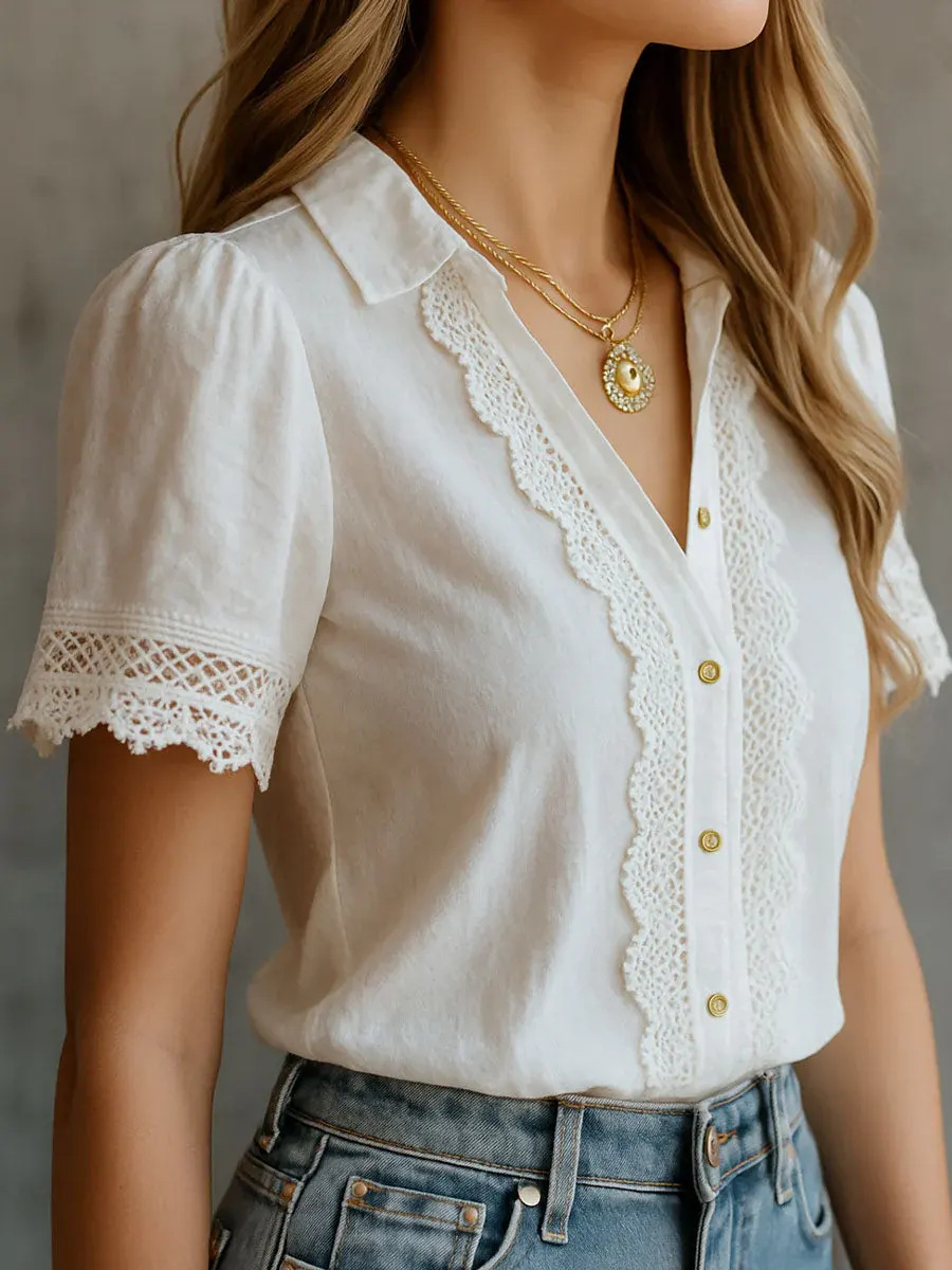 Embroidery On Shirt - Элегантные женские рубашки, повседневные однотонные блузки