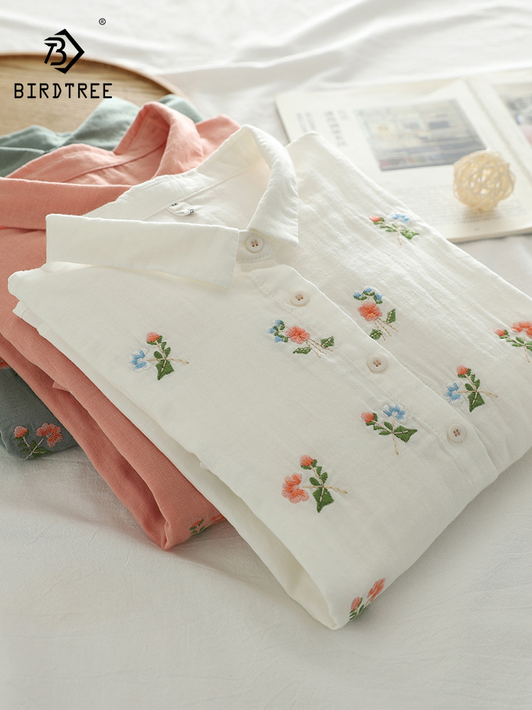 Embroidery On Shirt - Новинка 2025, летняя рубашка из хлопковой