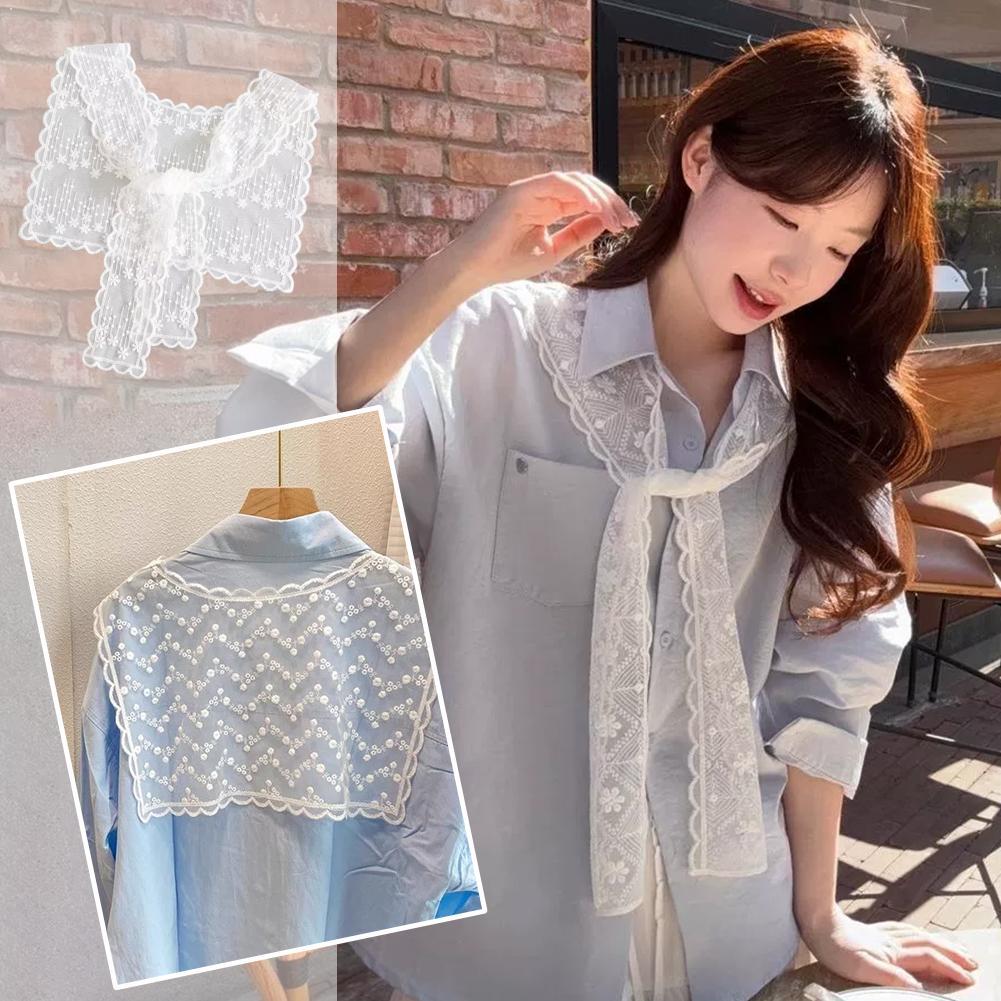 Embroidery On Shirt - Французская кружевная шаль-шарф для женщин: элегантный