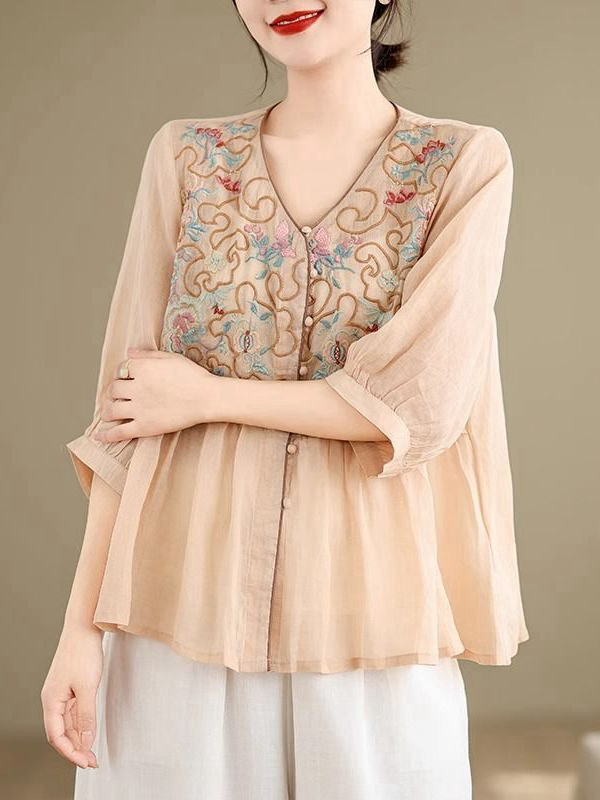 Embroidery Cardigan - Новая летняя женская рубашка-кардиган с тяжелой