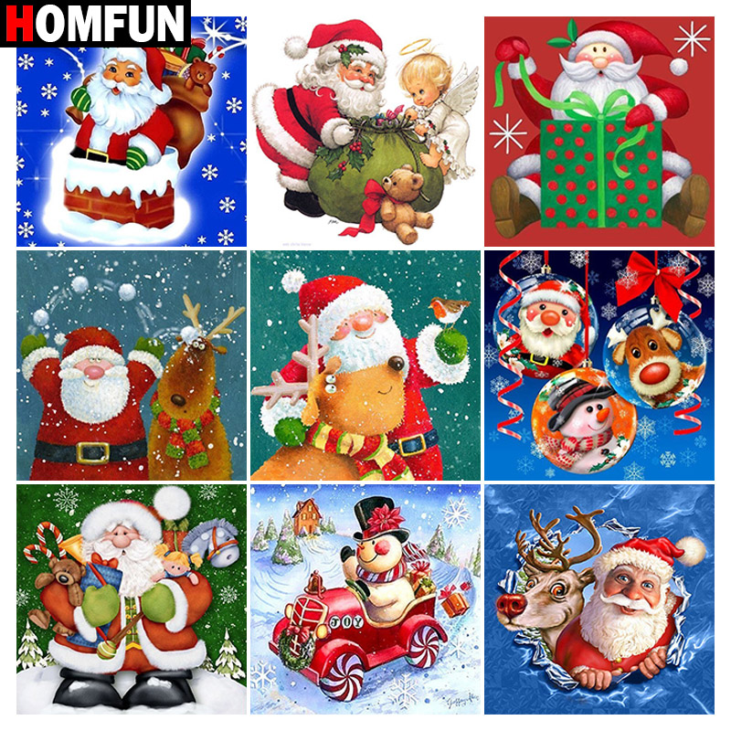 Embroidery Cross Stitch Patterns - Алмазная живопись HOMFUN, картина с квадратными/круглыми
