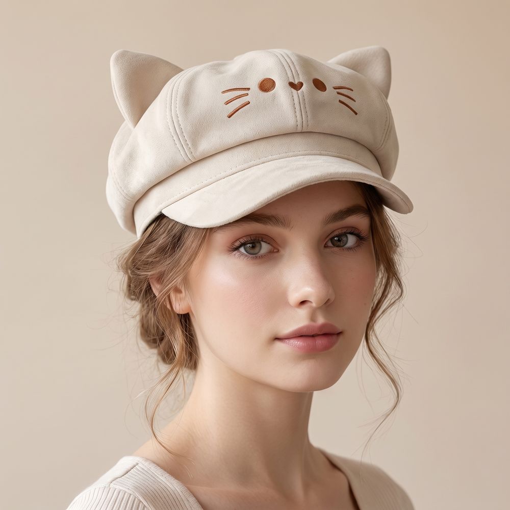 Embroidery Artist - Милый вышитый берет с кошачьими ушками