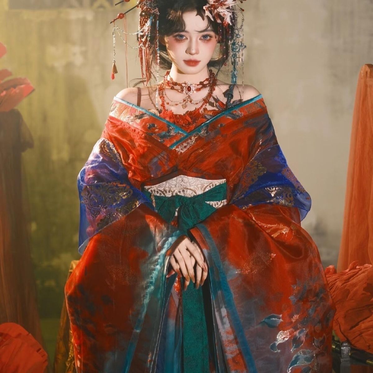 Embroidery Dress - Черно-синий вышитый ханьфу: обновленный традиционный костюм