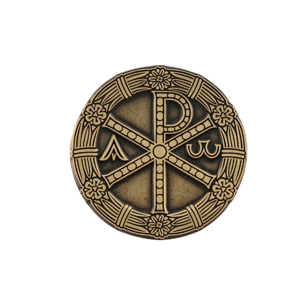 Embroidery Alpha - Золотая брошь Christian Chi Rho с