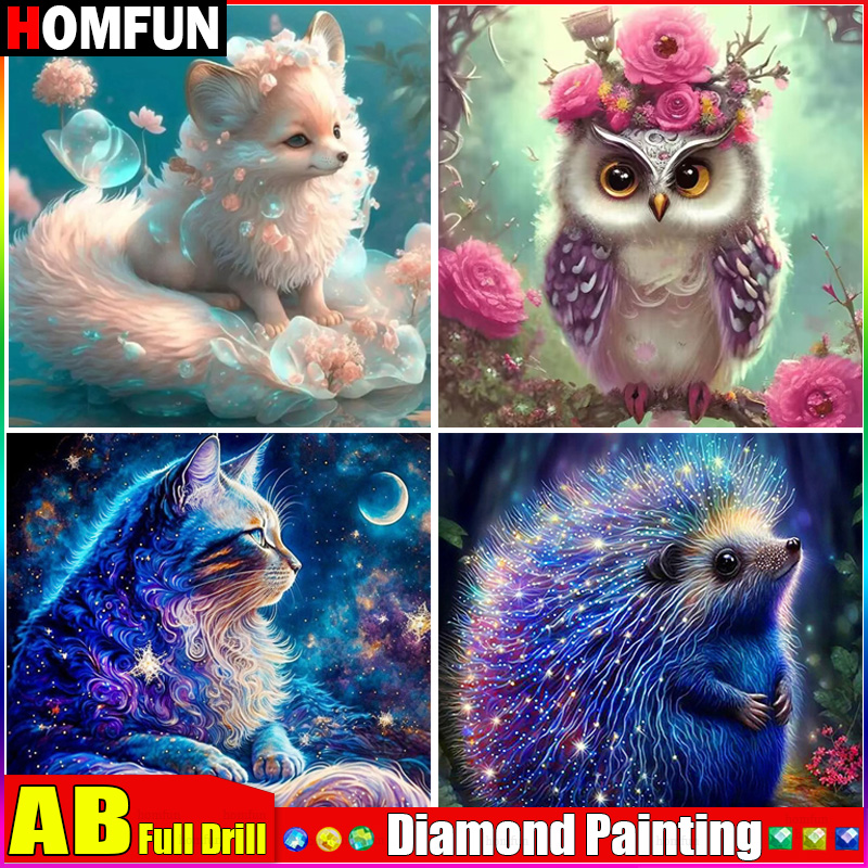 Embroidery Cross Stitch Patterns - Алмазная вышивка HOMFUN AB «животное, кот,