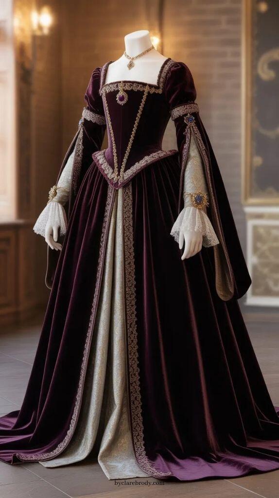 Embroidery Dress - Винтажное фиолетовое платье герцогини для выпускного