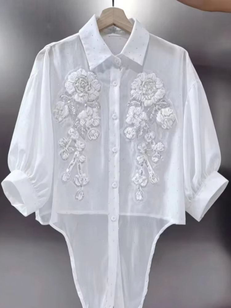 Embroidery Cardigan - Уникальные блестящие блузки с пайетками, жемчугом