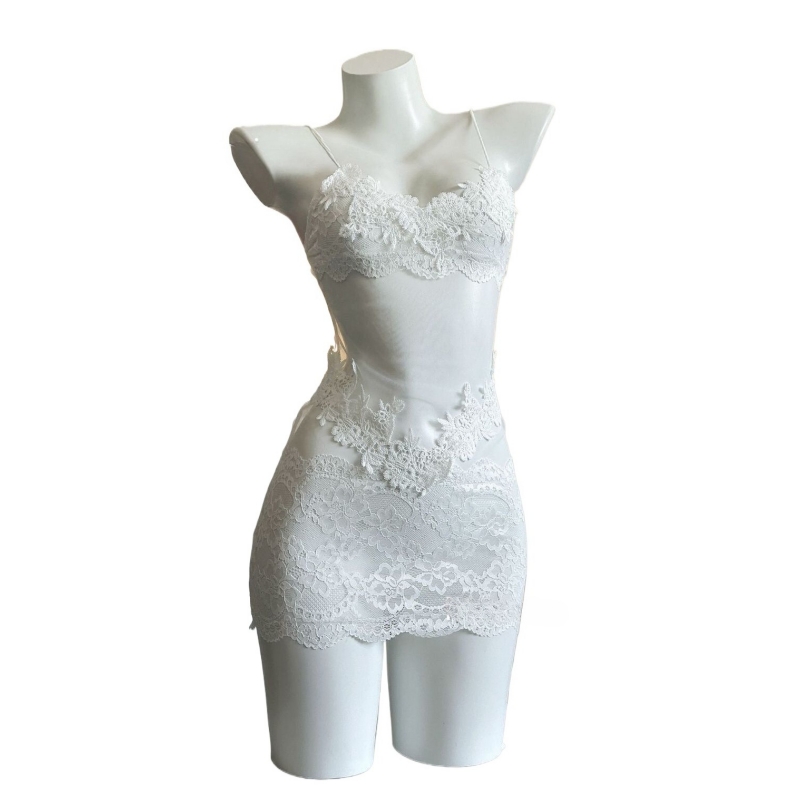 Embroidery Dress - Сексуальное кружевное платье без бретелек с