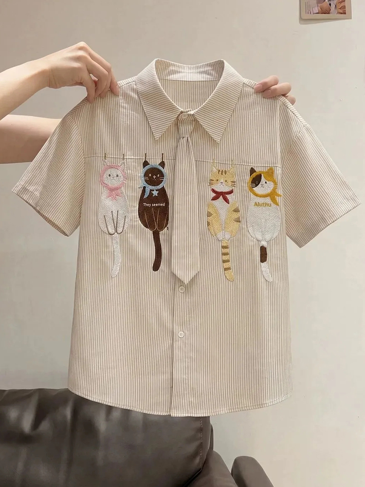 Милая мультяшная блузка с выши – обзор и цена Embroidery On Shirt