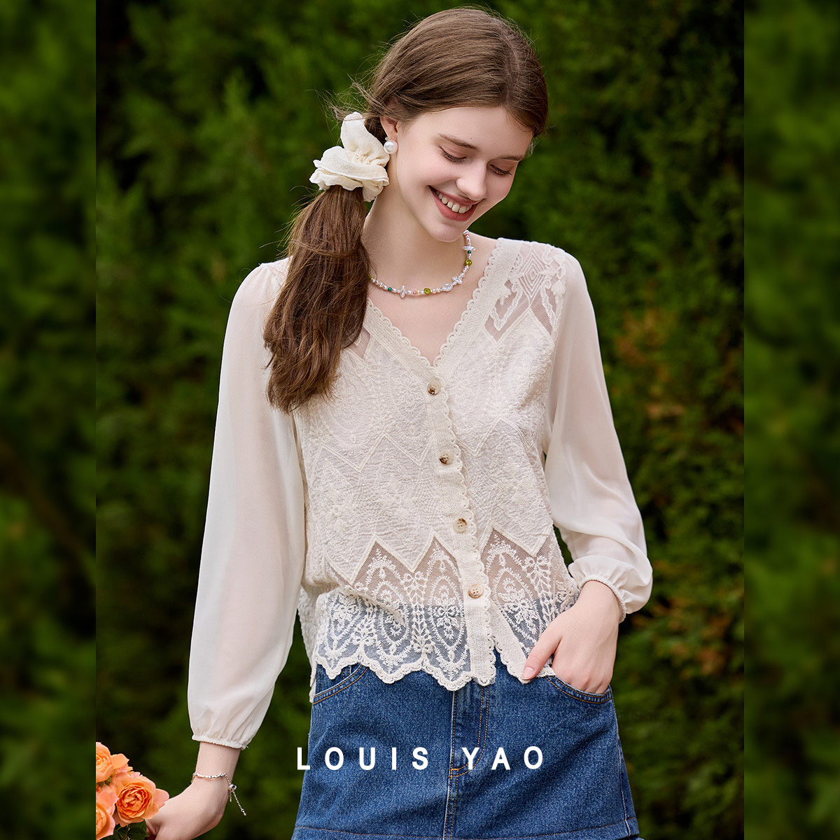 LOUIS YAO милый кружевной кард – обзор и цена Embroidery Cardigan