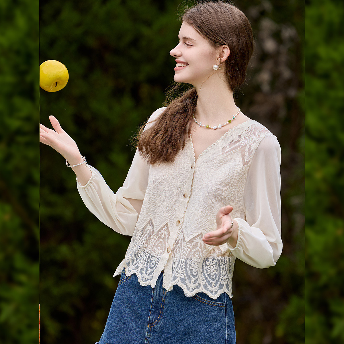 LOUIS YAO милый кружевной кард – обзор и цена Embroidery Cardigan
