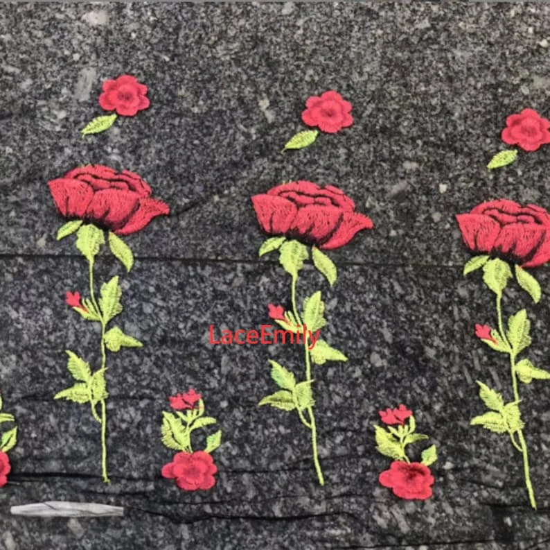 Красная роза Кружевная ткань с – обзор и цена Embroidery Roses