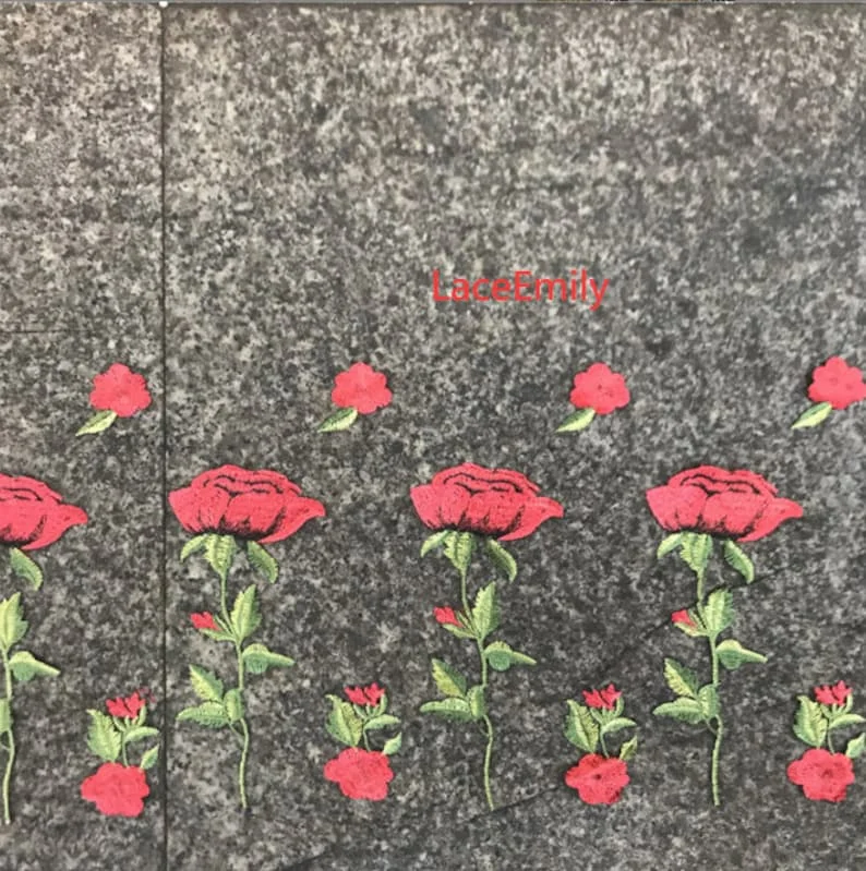 Красная роза Кружевная ткань с – обзор и цена Embroidery Roses