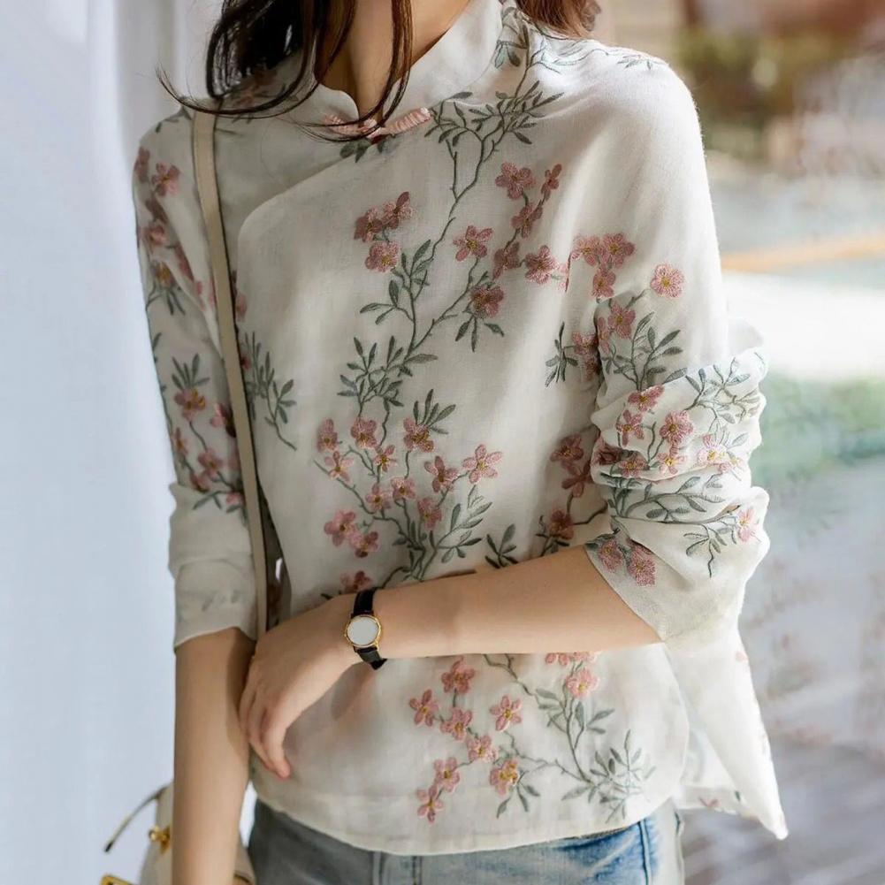 Женская рубашка в китайском ст – обзор и цена Embroidery Cardigan