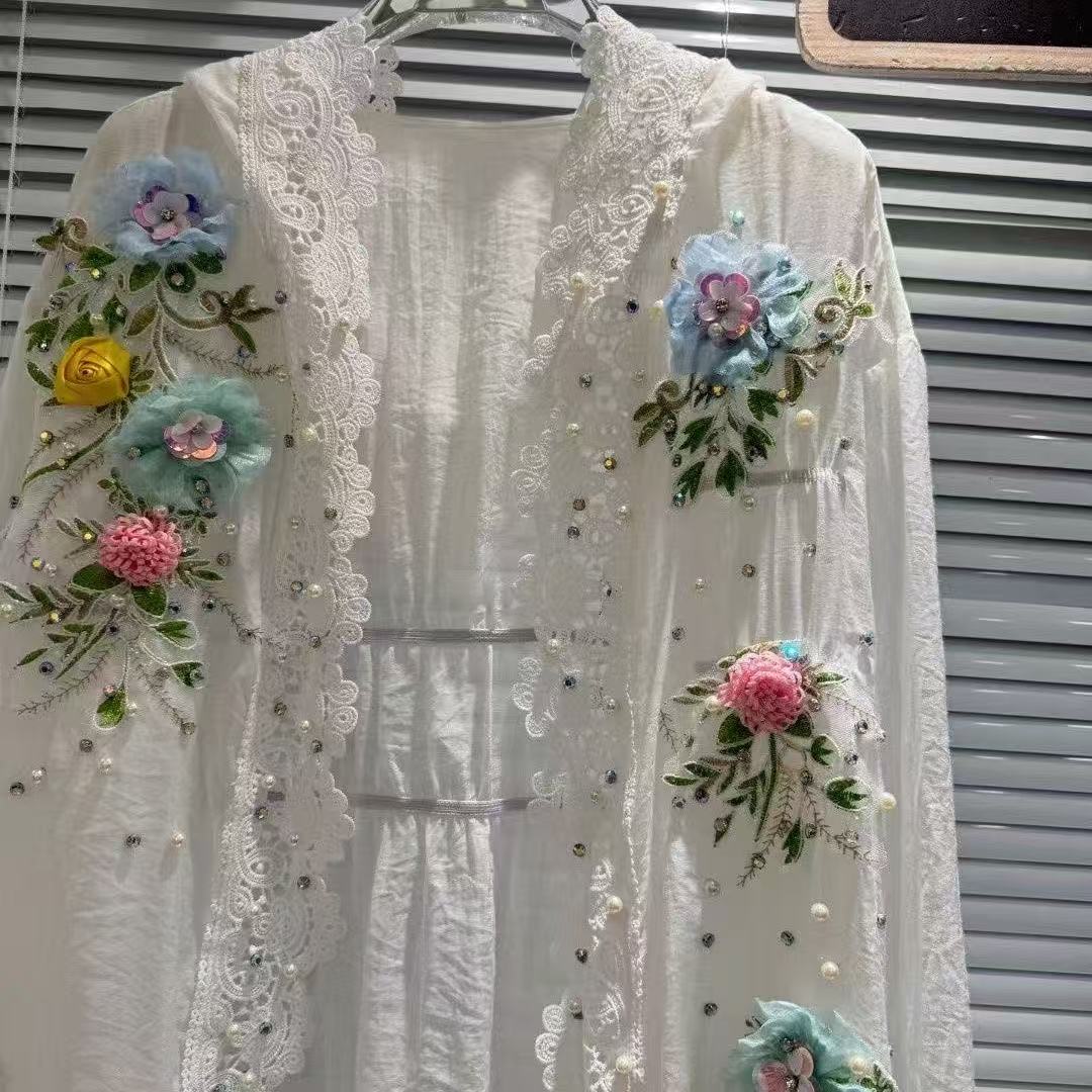 Дышащие хлопковые белые солнце – обзор и цена Embroidery Cardigan